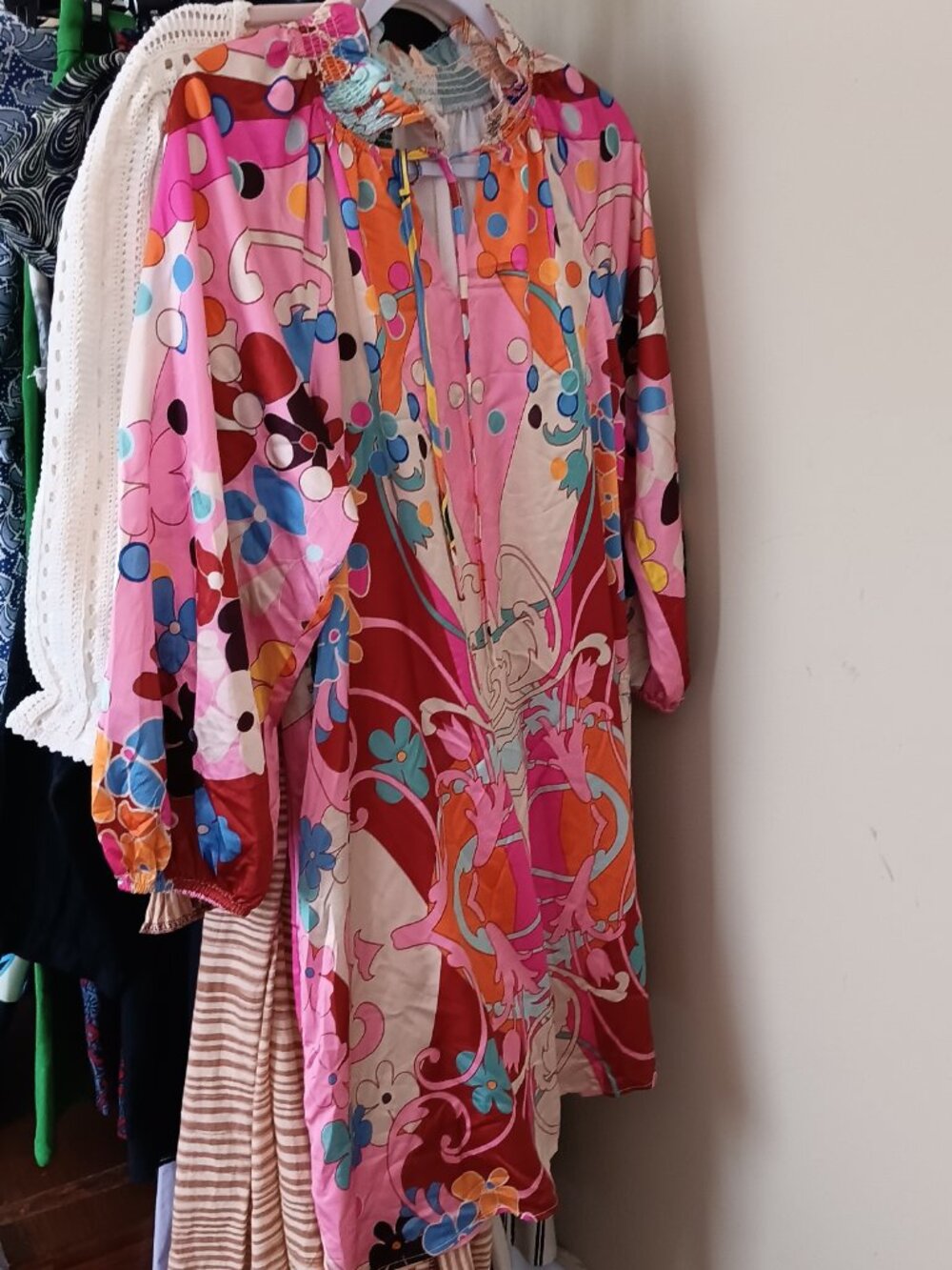 NWT CIEBON Art Deco Whimsical Colorful Long Sleeve Dress